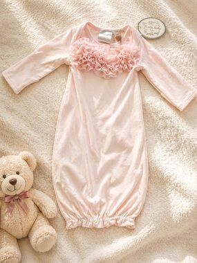Koala Baby Boutique Pink Floral Gown Newborn NWT Ruffle Front
